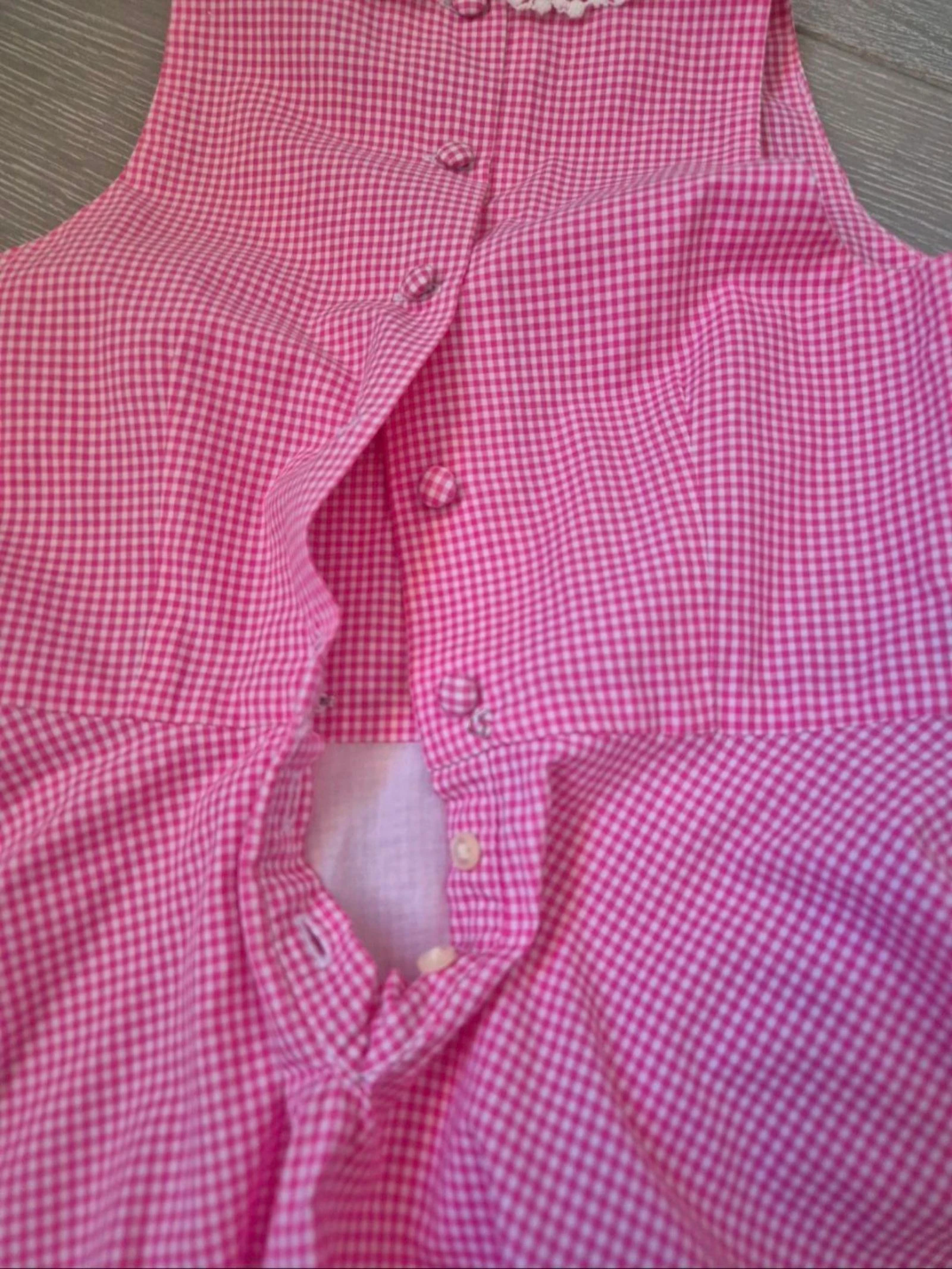 Roze Vichy-gestreepte jurk met kanten kraag. Polo Ralph Lauren. Maat 6 jaar. Evenementen. Gasten – photo 8